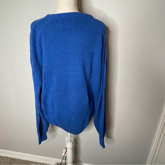 Vintage 90s Puritan Blue Thick Knit Grunge/Academia Crew Neck Sweater 2XL - Picture 7 of 9